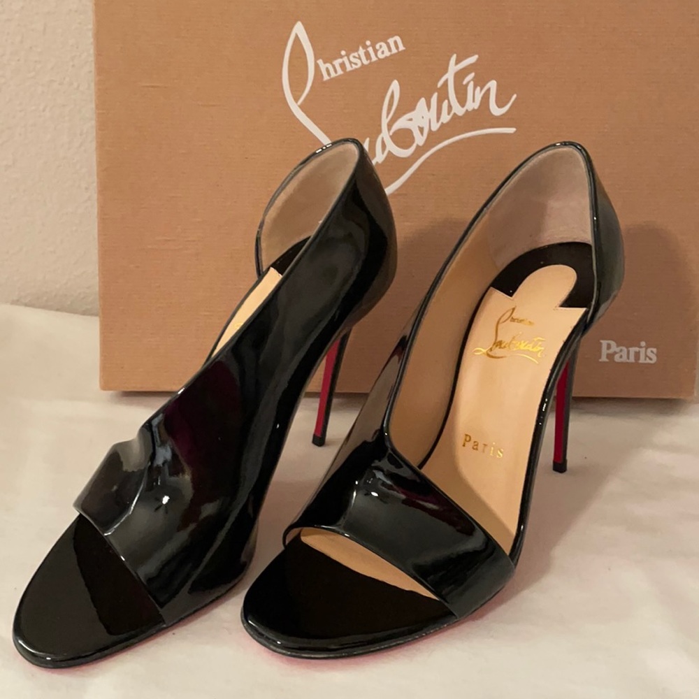 Christian Louboutin black patent stilettos!